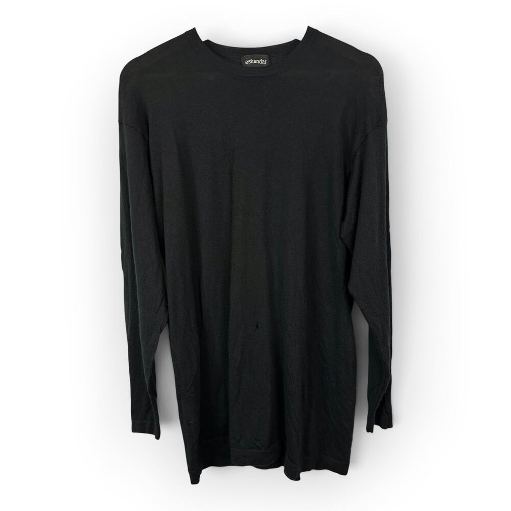 Eskandar Womens 100% Cashmere Black Long Sleeve Sweater Minimalist Luxe Size 0 M